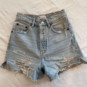 Zara Distressed Denim Jean Shorts